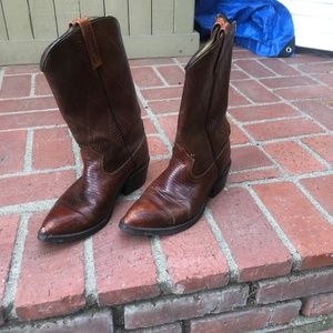 Men's Brown Leather Cowboy Boots Size 8 Vibram